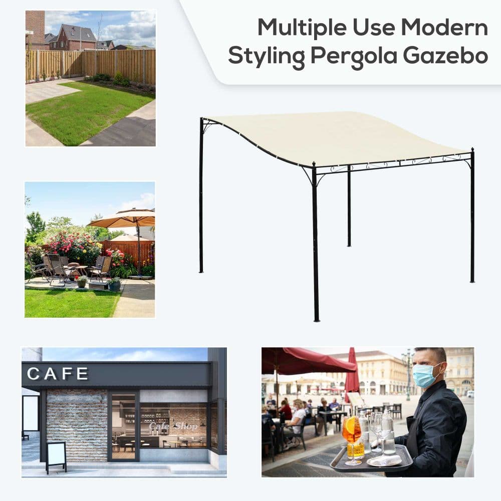 image-Wall Mounted Black Cream White 3x3 m Awning Metal Frame