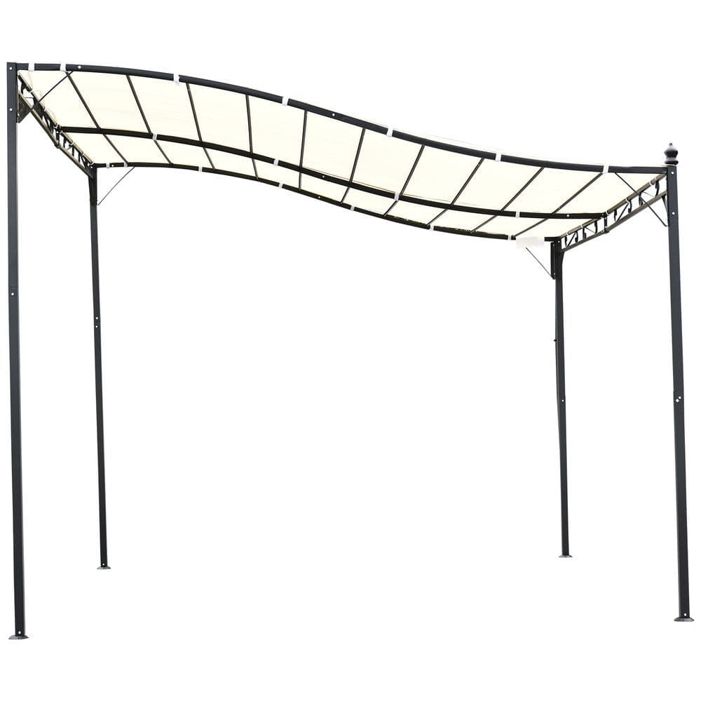 image-Wall Mounted Black Cream White 3x3 m Awning Metal Frame