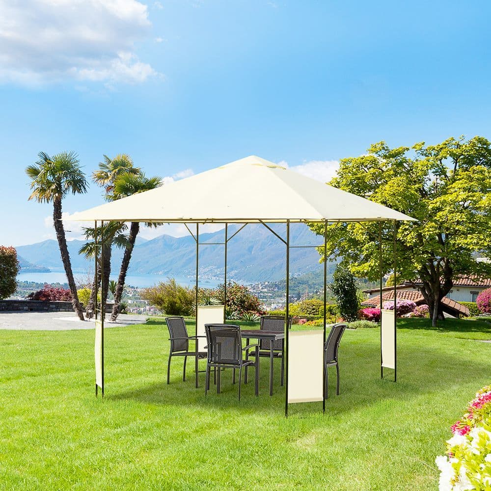 image-Outdoor Gazebo for Garden Party Tent, Wedding Canopy Pavilion Cream-white