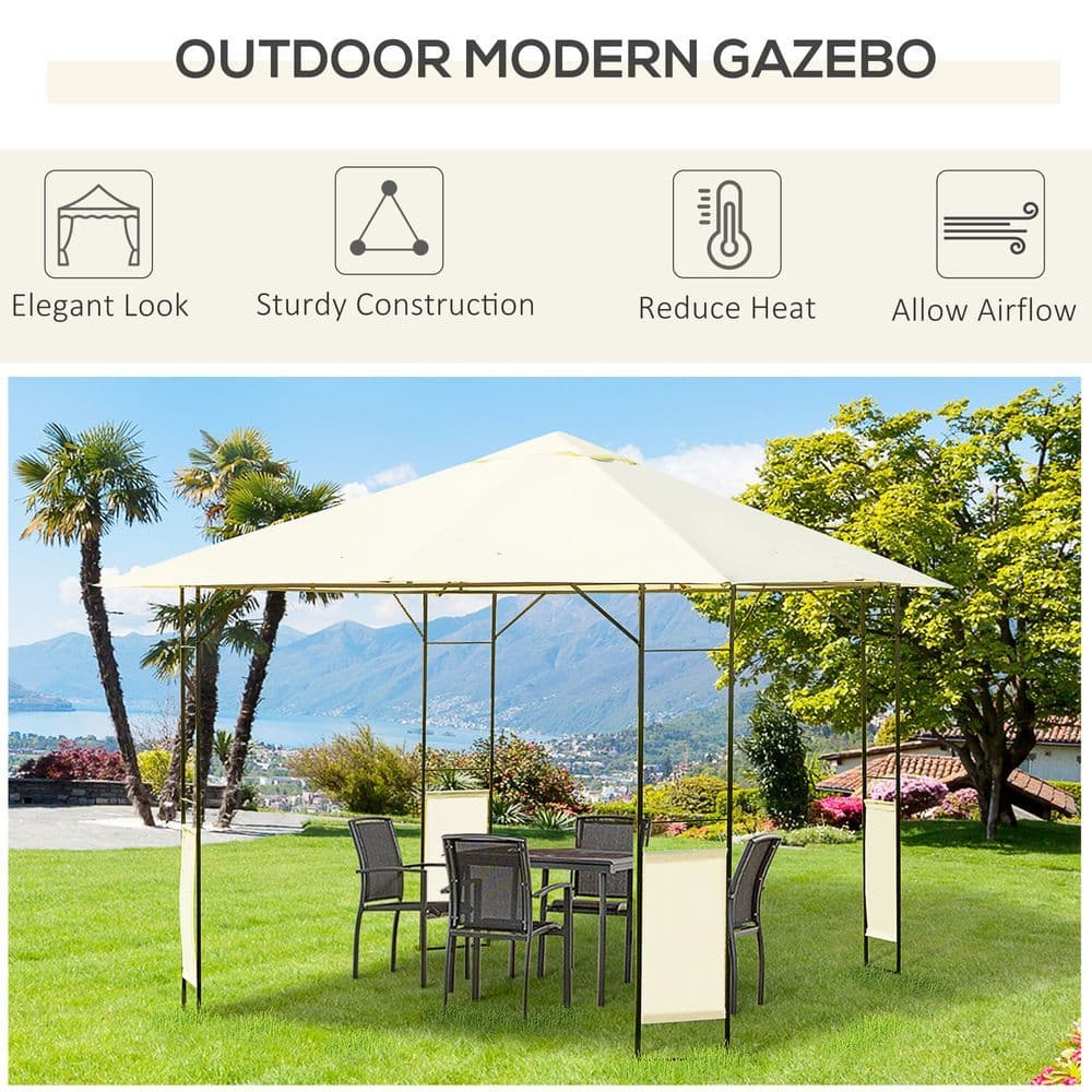 image-Outdoor Gazebo for Garden Party Tent, Wedding Canopy Pavilion Cream-white