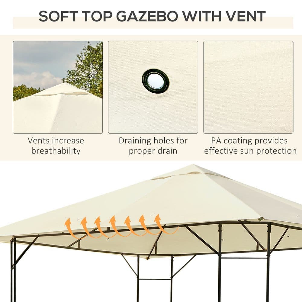 image-Outdoor Gazebo for Garden Party Tent, Wedding Canopy Pavilion Cream-white