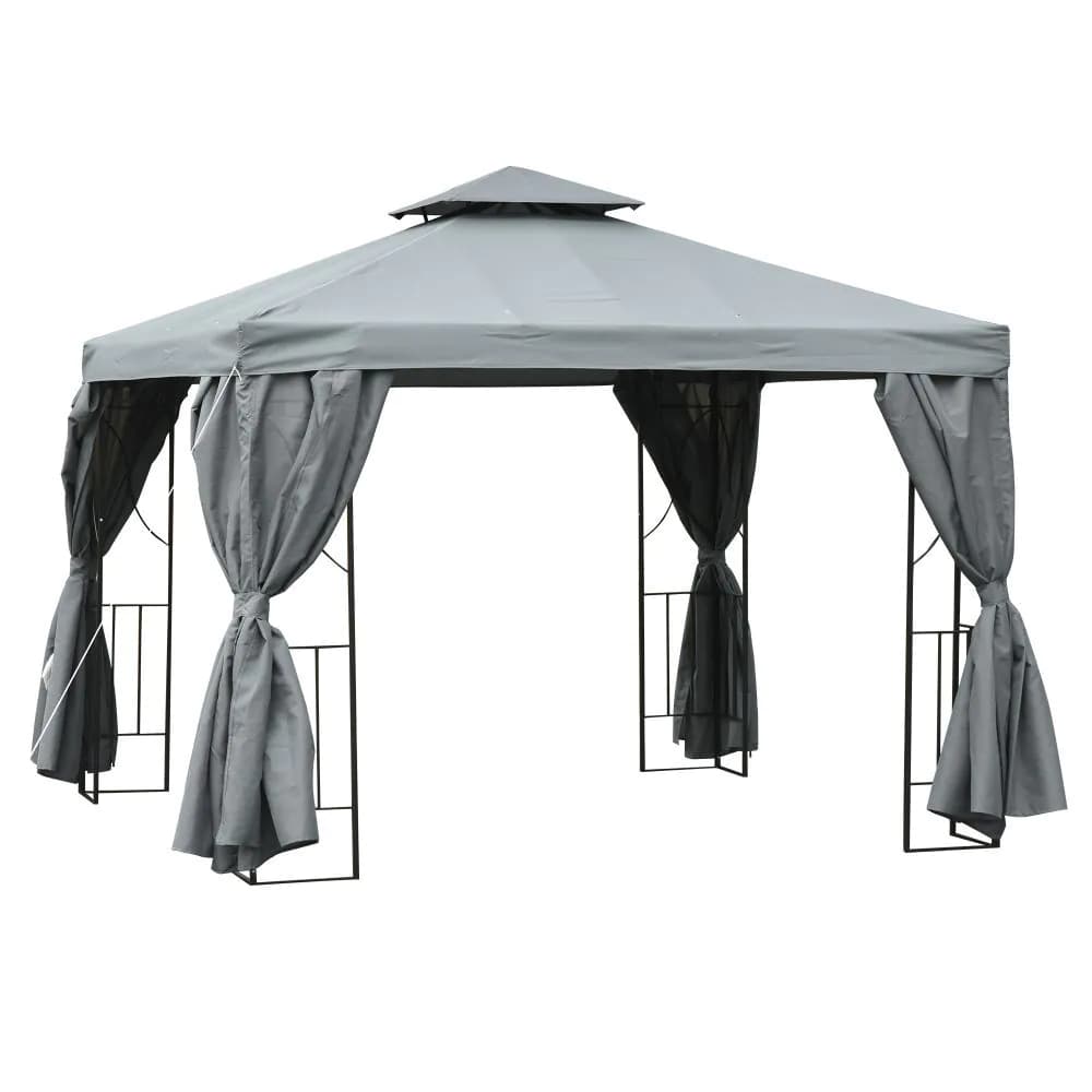image-3x3m Garden Metal Gazebo Marquee Patio Wedding Party Dark Grey
