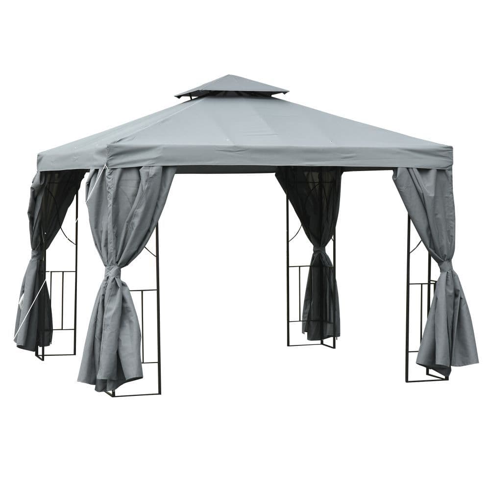 image-3x3m Garden Metal Gazebo Marquee Patio Wedding Party Dark Grey