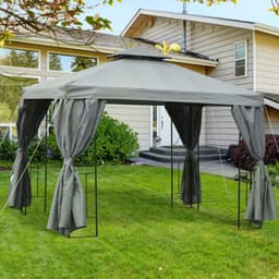 image-3x3m Garden Metal Gazebo Marquee Patio Wedding Party Dark Grey