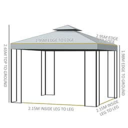 image-3x3m Garden Metal Gazebo Marquee Patio Wedding Party Dark Grey