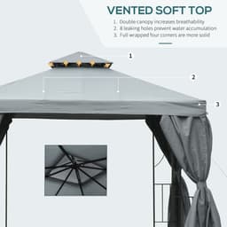 image-3x3m Garden Metal Gazebo Marquee Patio Wedding Party Dark Grey