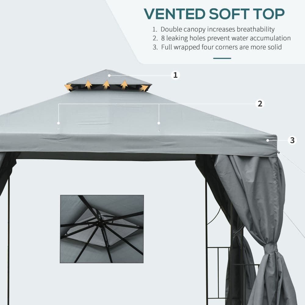 image-3x3m Garden Metal Gazebo Marquee Patio Wedding Party Dark Grey