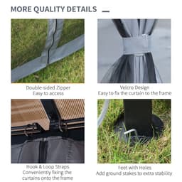 image-3x4m Garden Aluminium Gazebo Hardtop Roof with Mesh Curtains Grey