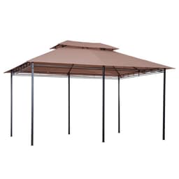image-Outsunny 4m x 3m Pavilion Steel Frame Garden Gazebo Khaki