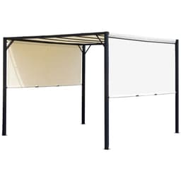 image-Metal Pergola With Canopy Retractable Pergola Canopy 3x3x2.3m Cover Cream