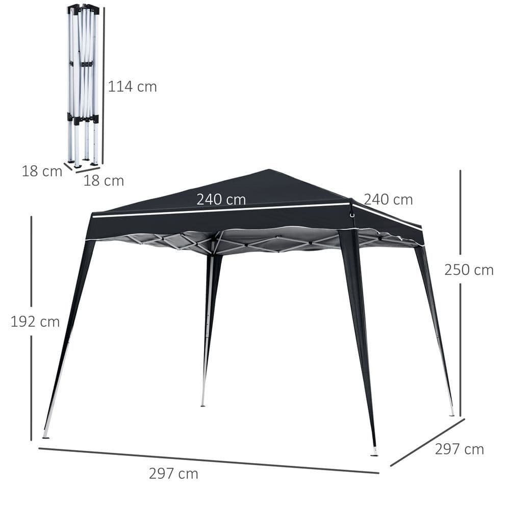 image-Outsunny Pop-Up Tent, 3Lx3Wx2.4H m-Black