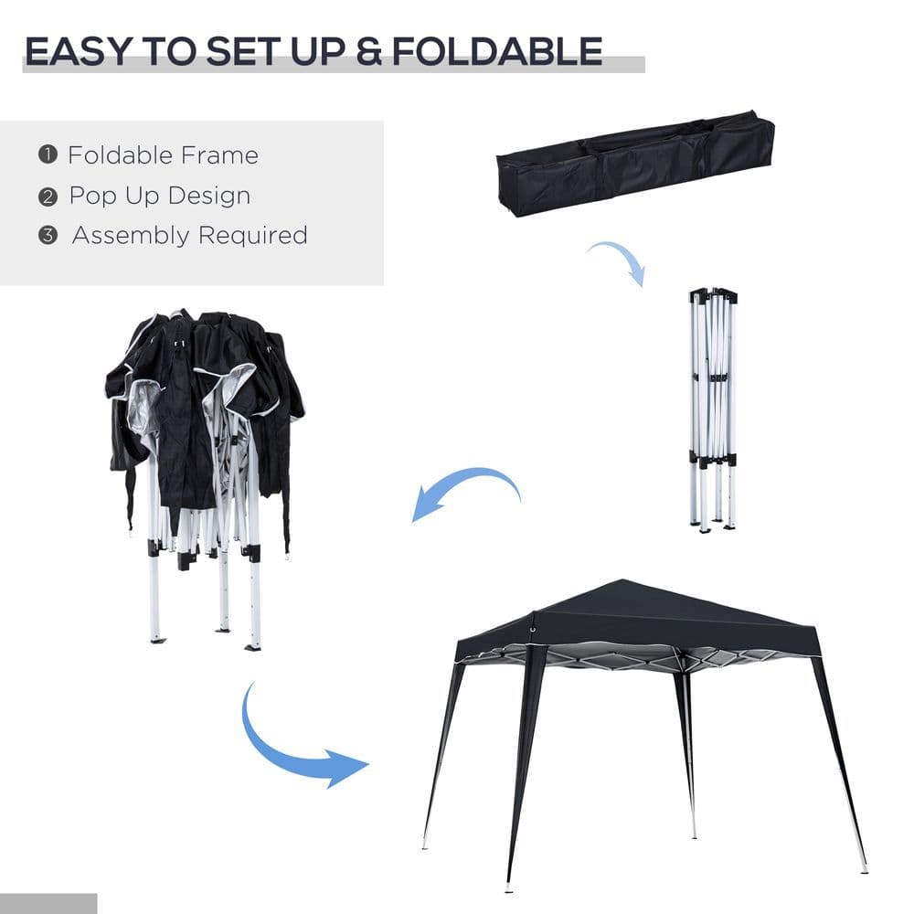 image-Outsunny Pop-Up Tent, 3Lx3Wx2.4H m-Black