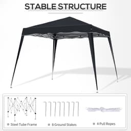 image-Outsunny Pop-Up Tent, 3Lx3Wx2.4H m-Black