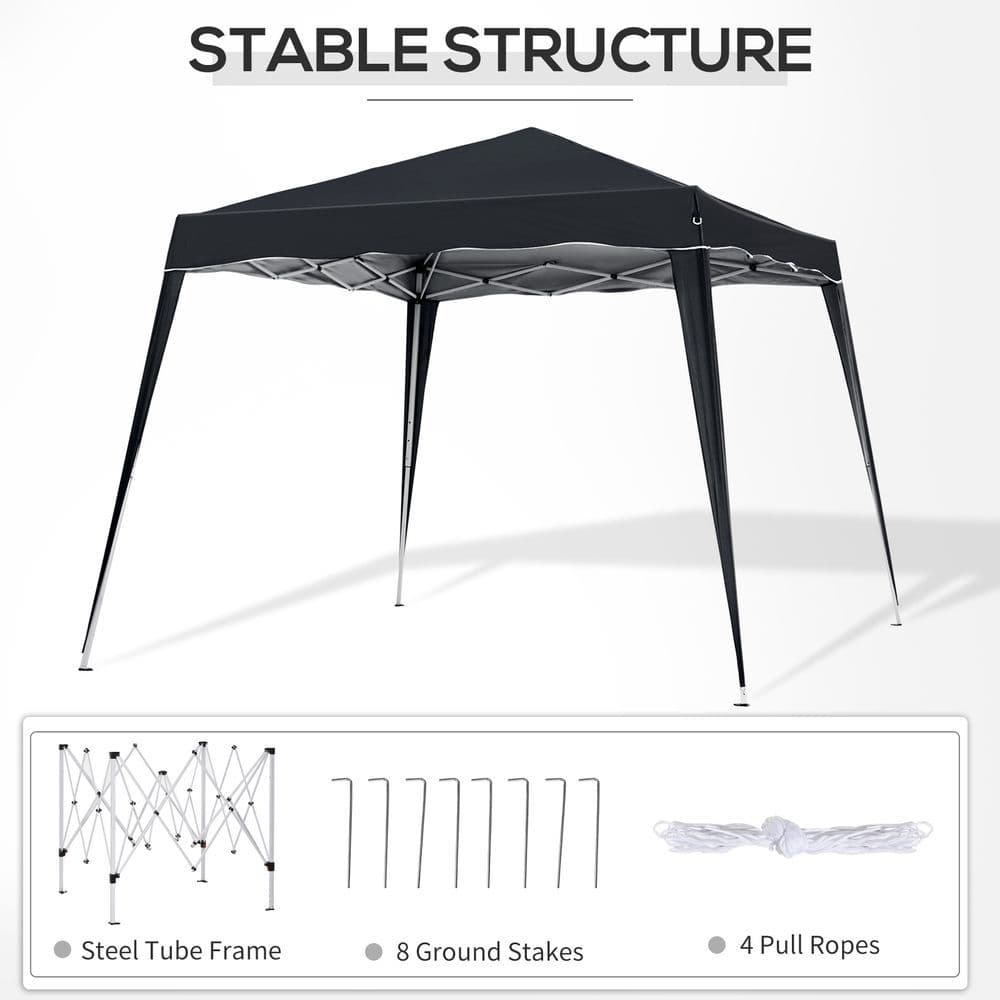 image-Outsunny Pop-Up Tent, 3Lx3Wx2.4H m-Black