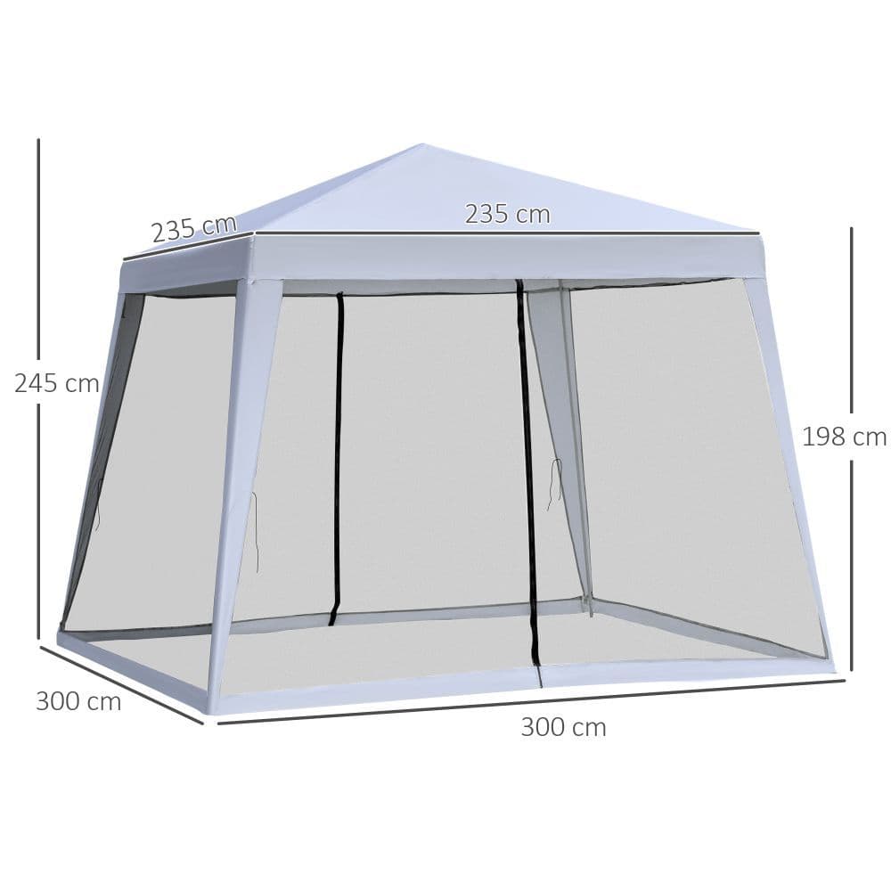 image-Outsunny 3x3m Outdoor Gazebo Tent W/Mesh Screen Walls-Grey