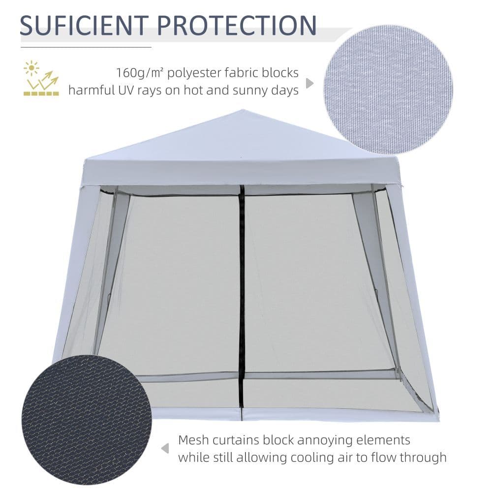 image-Outsunny 3x3m Outdoor Gazebo Tent W/Mesh Screen Walls-Grey