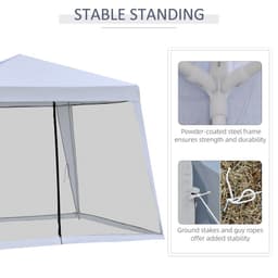 image-Outsunny 3x3m Outdoor Gazebo Tent W/Mesh Screen Walls-Grey