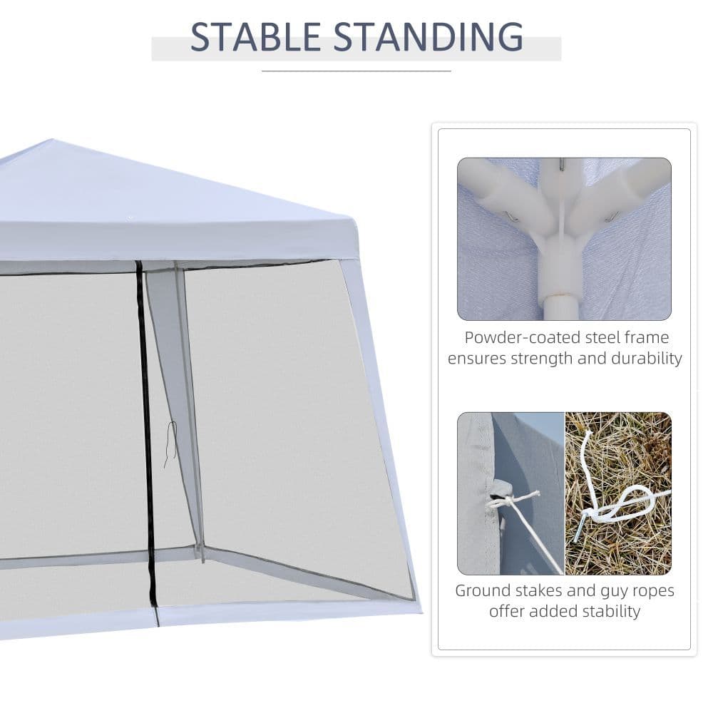 image-Outsunny 3x3m Outdoor Gazebo Tent W/Mesh Screen Walls-Grey