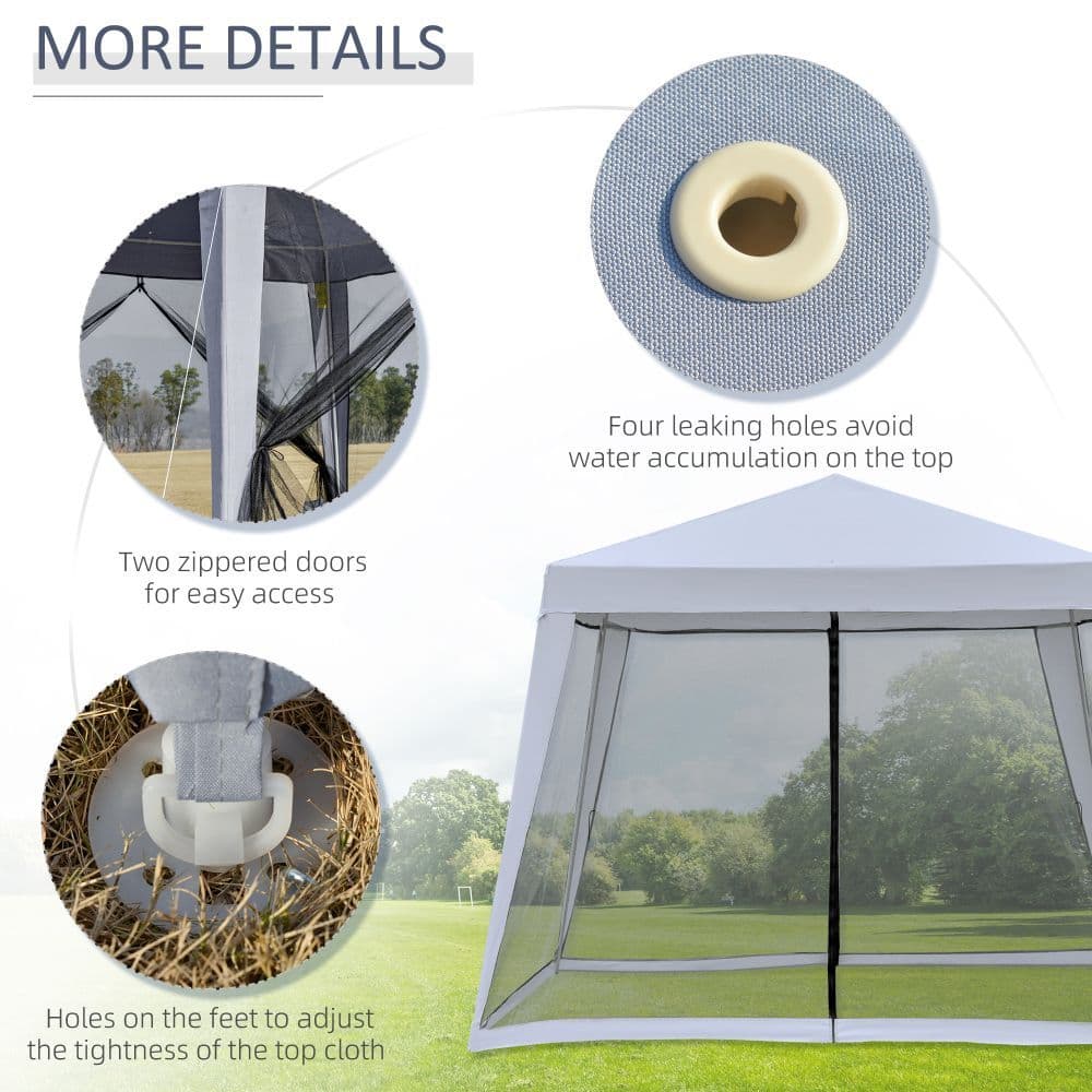 image-Outsunny 3x3m Outdoor Gazebo Tent W/Mesh Screen Walls-Grey