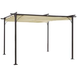 image-Steel Pergola, 350L cm, Steel, Polyester-Black/Beige