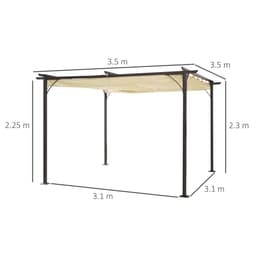 image-Steel Pergola, 350L cm, Steel, Polyester-Black/Beige