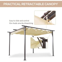 image-Steel Pergola, 350L cm, Steel, Polyester-Black/Beige