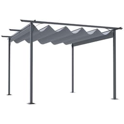 image-3.5M X 3.5M Metal Pergola Gazebo Awning Retractable Canopy Grey Steel ,