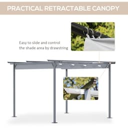 image-3.5M X 3.5M Metal Pergola Gazebo Awning Retractable Canopy Grey Steel ,