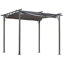 image-3x3 m Metal Pergola Gazebo Awning Retractable Canopy Grey 3x3m