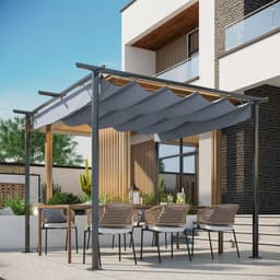 image-3x3 m Metal Pergola Gazebo Awning Retractable Canopy Grey 3x3m