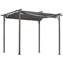 image-3x3 m Metal Pergola Gazebo Awning Retractable Canopy Grey 3x3m