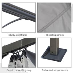 image-3x3 m Metal Pergola Gazebo Awning Retractable Canopy Grey 3x3m
