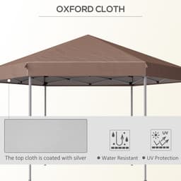 image-Outsunny 4m x 4m Hexagonal Metal Frame Garden Gazebo Brown