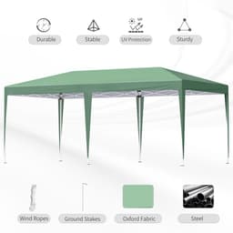 image-Pop Up Gazebo, Double Roof Foldable Canopy Tent, Green Heavy Duty