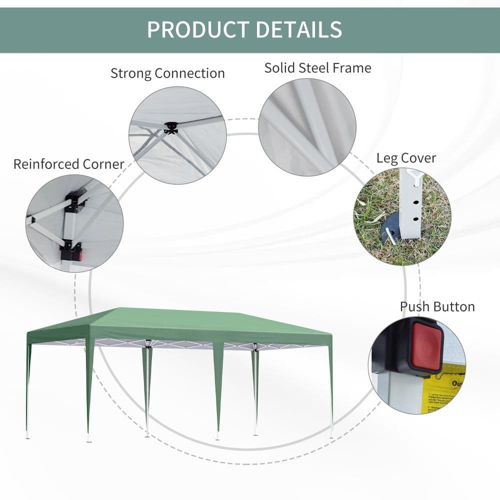 image-Pop Up Gazebo, Double Roof Foldable Canopy Tent, Green Heavy Duty