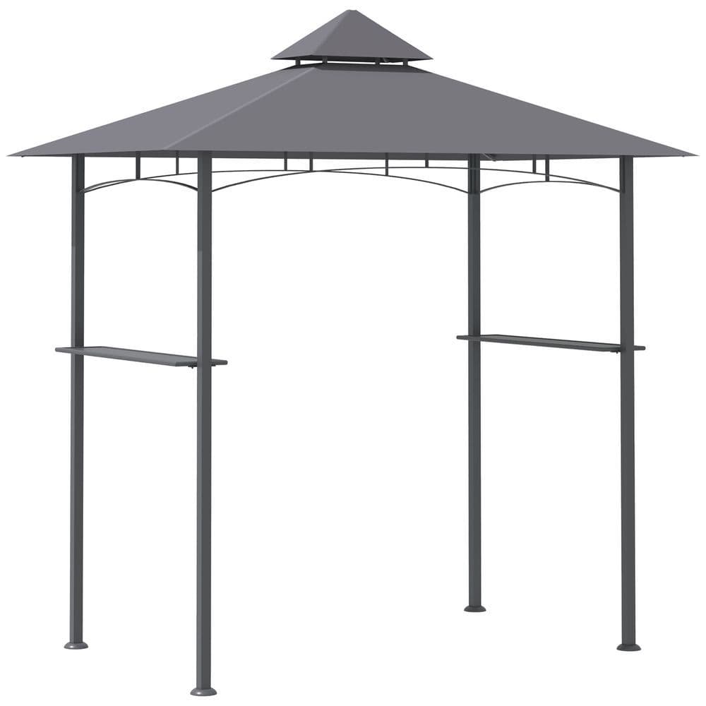 image-2.5M 8ft New Double-Tier BBQ Gazebo Grill Canopy Barbecue Grey