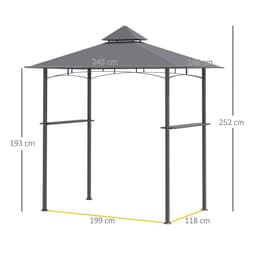 image-2.5M 8ft New Double-Tier BBQ Gazebo Grill Canopy Barbecue Grey