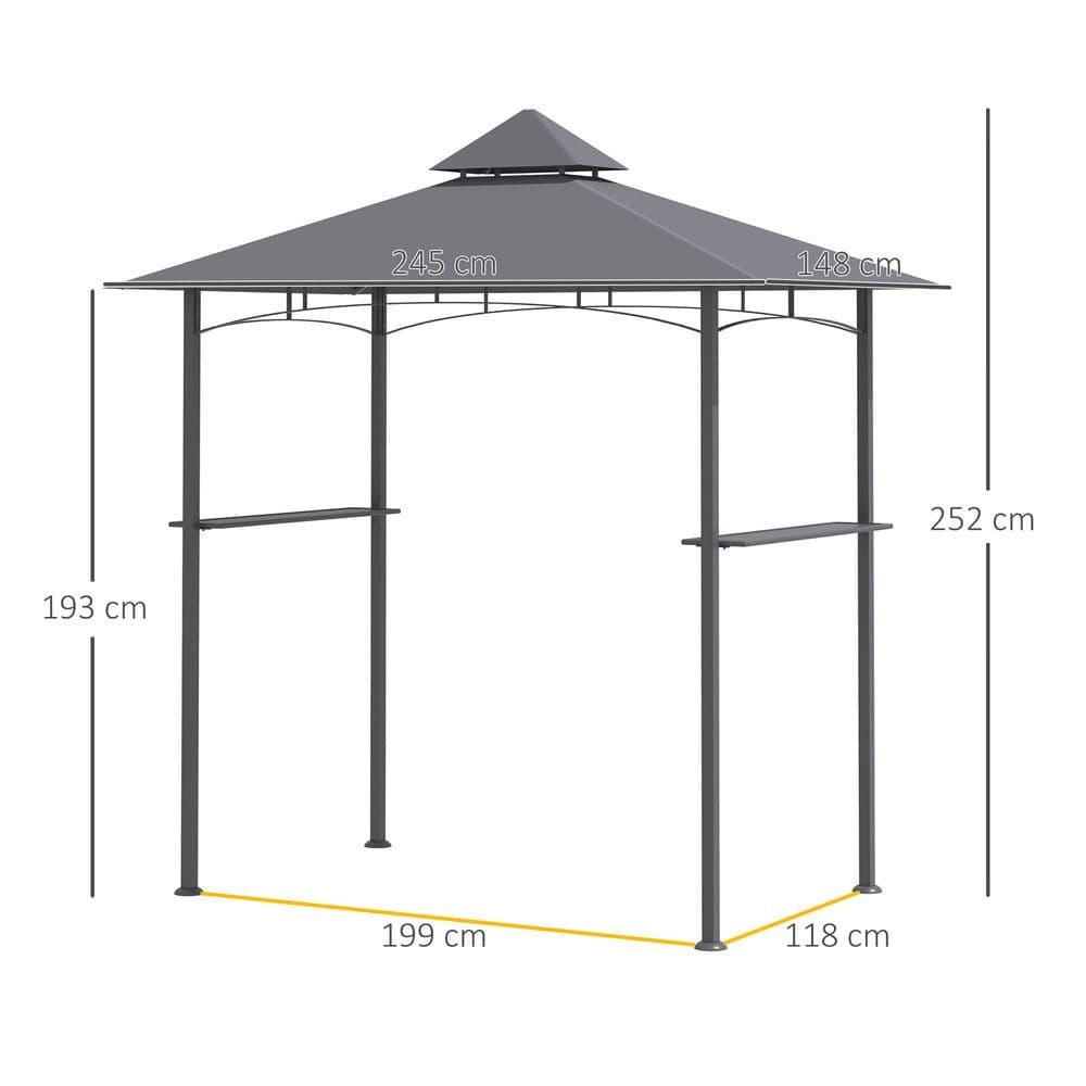 image-2.5M 8ft New Double-Tier BBQ Gazebo Grill Canopy Barbecue Grey