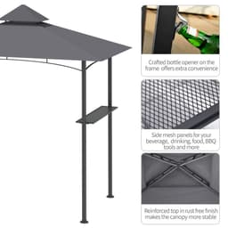 image-2.5M 8ft New Double-Tier BBQ Gazebo Grill Canopy Barbecue Grey