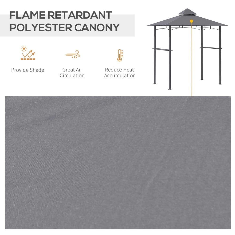 image-2.5M 8ft New Double-Tier BBQ Gazebo Grill Canopy Barbecue Grey