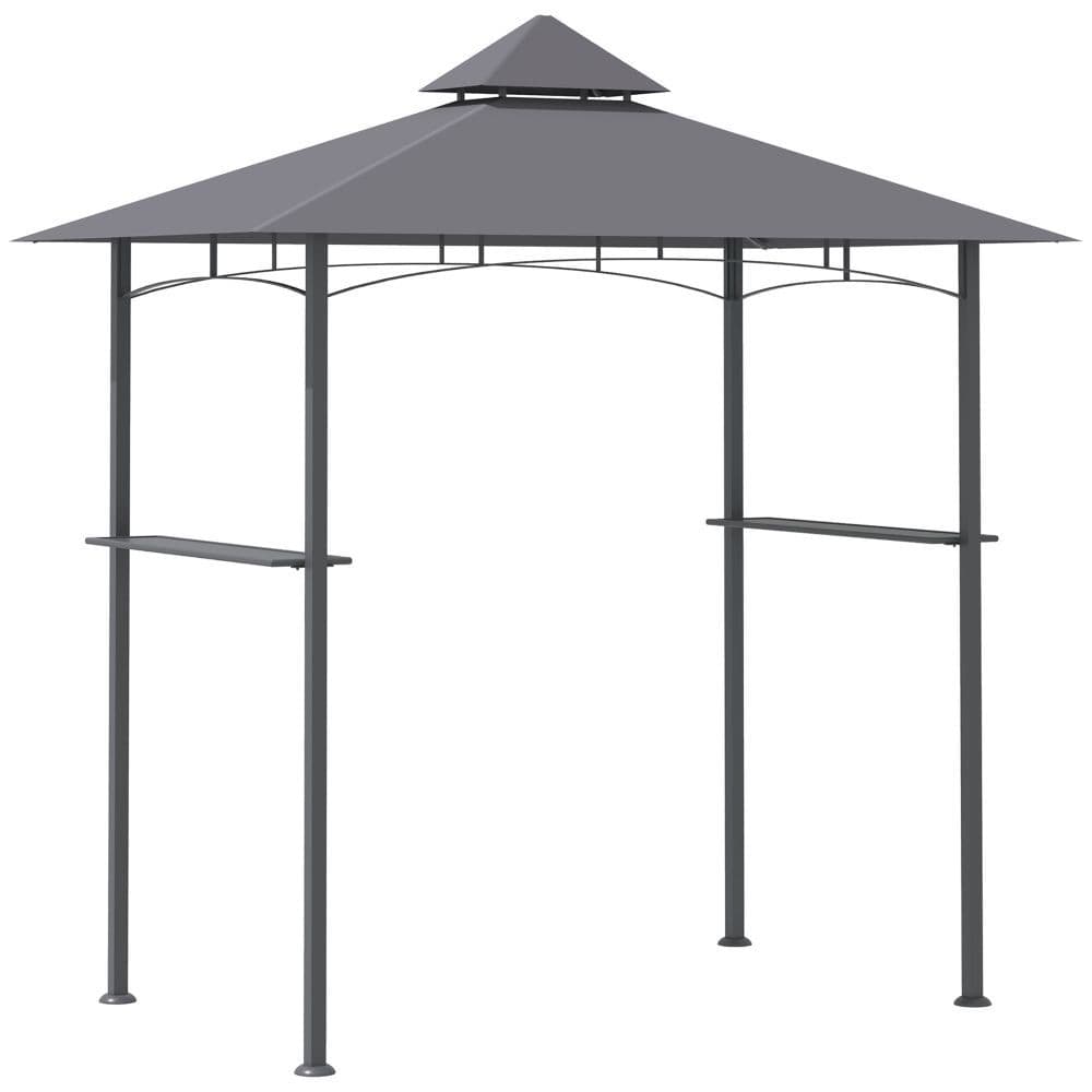 image-2.5M 8ft New Double-Tier BBQ Gazebo Grill Canopy Barbecue Grey