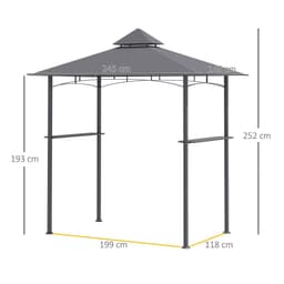 image-2.5M 8ft New Double-Tier BBQ Gazebo Grill Canopy Barbecue Grey