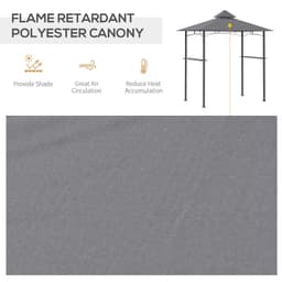 image-2.5M 8ft New Double-Tier BBQ Gazebo Grill Canopy Barbecue Grey