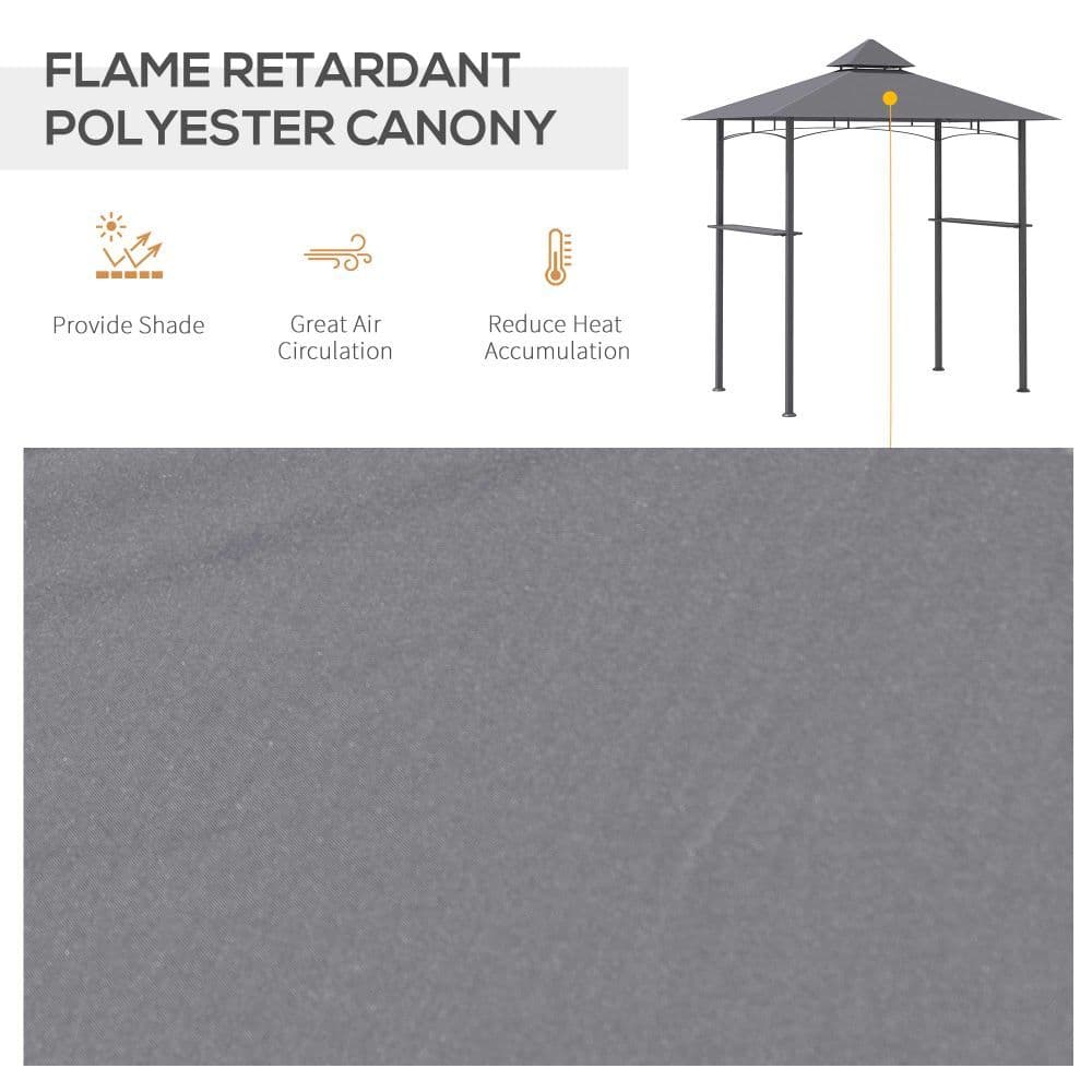 image-2.5M 8ft New Double-Tier BBQ Gazebo Grill Canopy Barbecue Grey