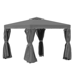 image-3 x 3m Gazebo Canopy 2 Tier Roof, Mosquito Net, Aluminum, Dark Grey