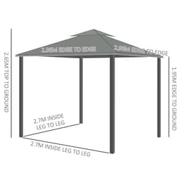 image-3 x 3m Gazebo Canopy 2 Tier Roof, Mosquito Net, Aluminum, Dark Grey