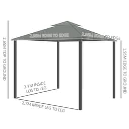 image-3 x 3m Gazebo Canopy 2 Tier Roof, Mosquito Net, Aluminum, Dark Grey