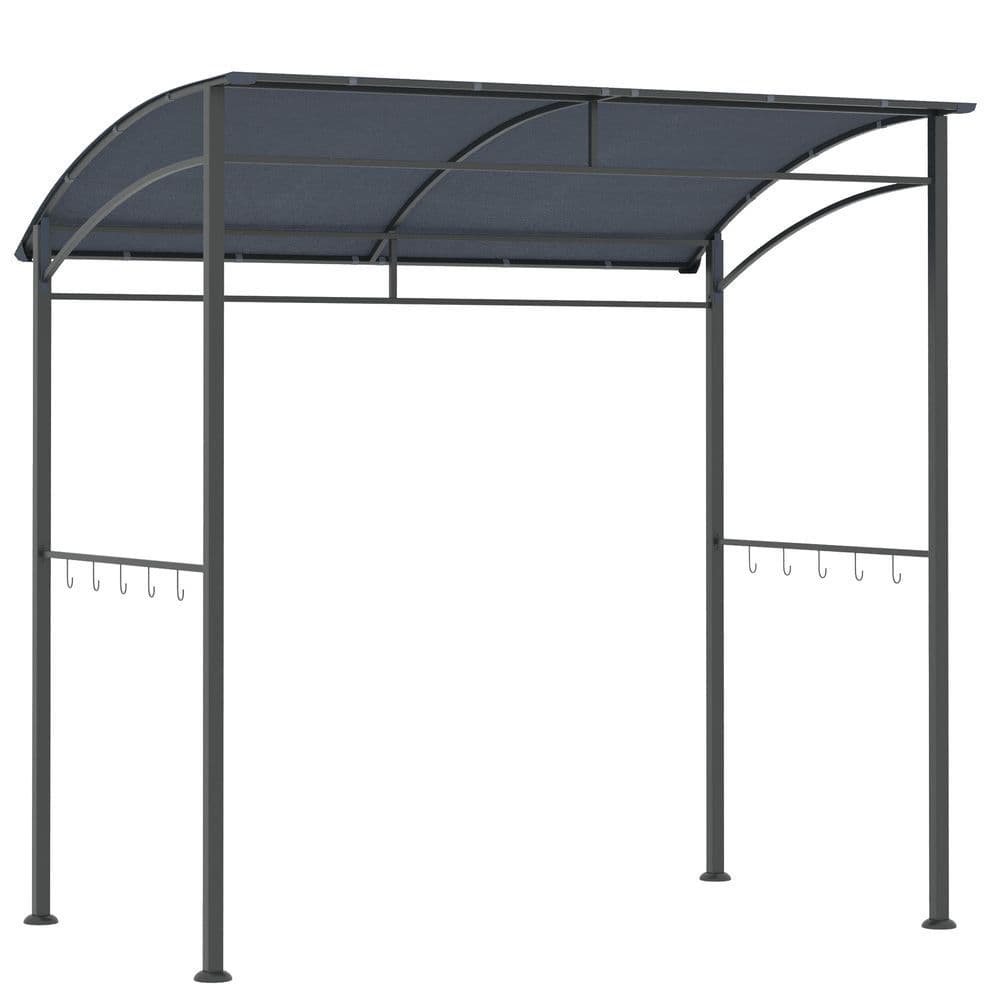 image-2M (7ft) BBQ Grill Gazebo Tent Garden Grill Metal Frame Grey