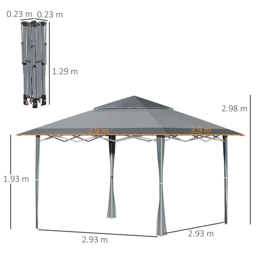 image-4x m Pop-up Gazebo Double Roof Roller Bag Steel Frame, Dark Grey