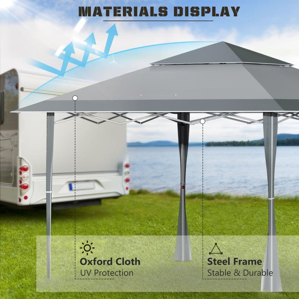 image-4x m Pop-up Gazebo Double Roof Roller Bag Steel Frame, Dark Grey